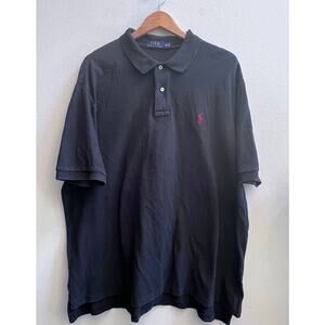 Vintage Polo Ralph Lauren Shirt Mens XXL Black Short Sleeve Red Pony Casual